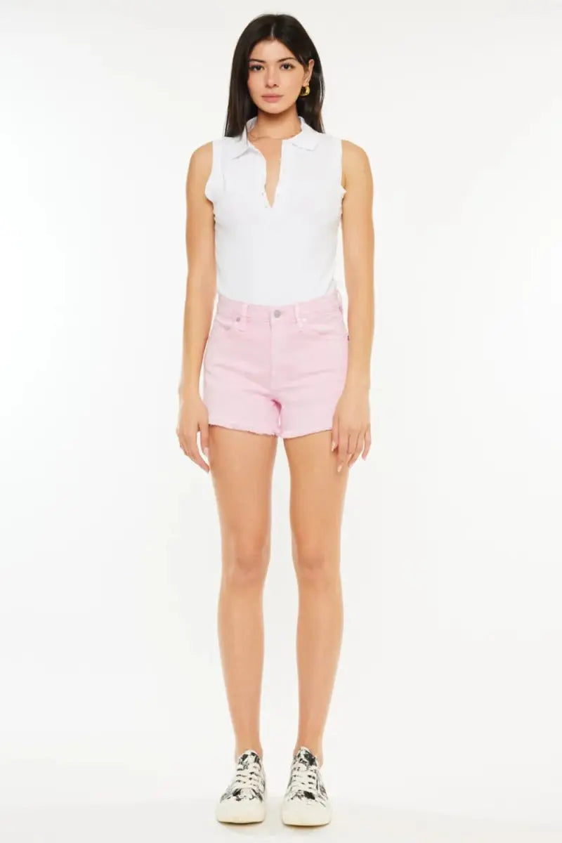 Kancan Raw Hem High Waist Denim Shorts for Women - Love Salve